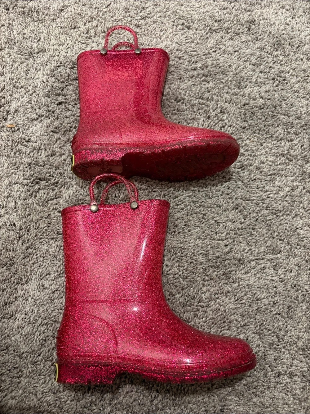 EUC Western Chief Kids Glitter Rain Boot in Hot Pink Sz 1